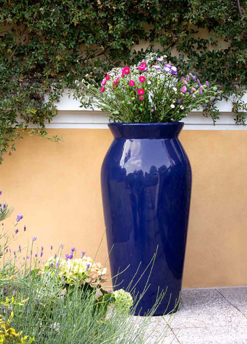 Pianta vaso di fiori & VASCHETTA CERAMICA PORCELLANA Indoor Outdoor-Blue Print-x3 
